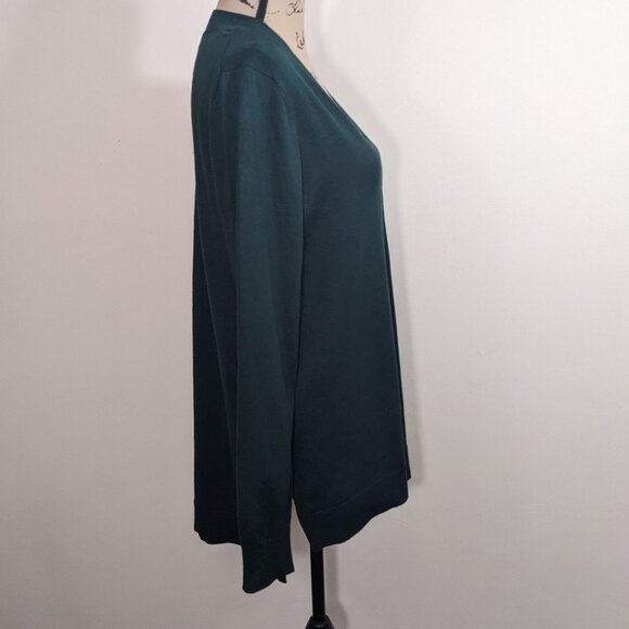 NWT Cable & Gauge Womens V-Neck Long Sleeve Sweater Pullover Green Hi Lo L - Picture 6 of 8